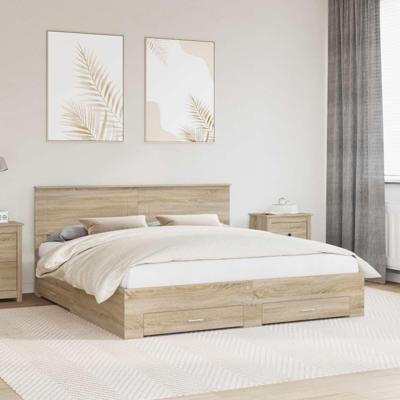 Bedframe met hoofdeinde Sonoma Eiken 180 x 200 cm Bewerkt hout
