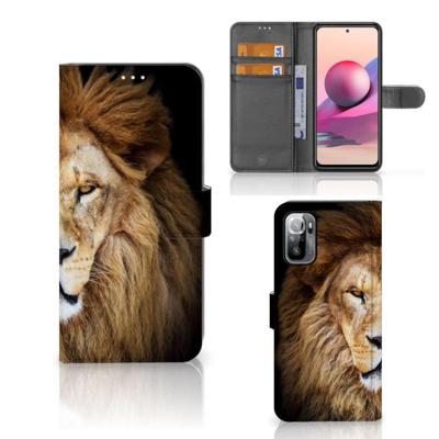 Xiaomi Redmi Note 10/10T 5G | Poco M3 Pro | Telefoonhoesje | Met pasjeshouder | Leeuw