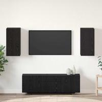 Wand TV-kast Wandgemonteerd 2 pcs Zwart eiken Bewerkt hout - thumbnail