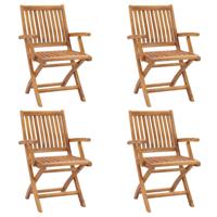 Tuinstoelen 4 st inklapbaar massief teakhout - thumbnail