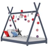 VidaXL Kinderbedframe massief grenenhout grijs 70x140 cm - thumbnail