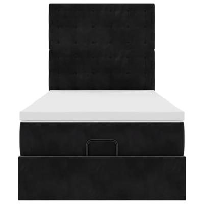 Ottoman bed met matrassen en LED's 90x190cm fluweel zwart
