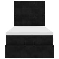 Ottoman bed met matrassen en LED's 90x190cm fluweel zwart - thumbnail