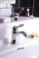 Wastafelmengkraan Sapho Kirké Wit Retro 1-hendel Gebogen 18.2 cm Chroom (incl. clickwaste) - thumbnail