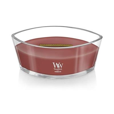 WoodWick Geurkaars Ellipse Cinnamon Chai - 9 cm / 19 cm - Geurkaars in Glas - Houten Lont WoodWick Geurkaars Ellipse Cinnamon Chai - 9 cm / 19 cm - Geurkaars in Glas - Houten Lont
