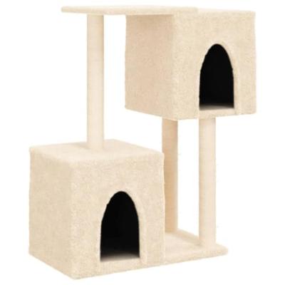Kattenmeubel met sisal krabpalen 86 cm crmekleurig