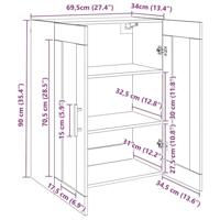 Wandkast met plank Zwart eiken 69.5 x 34 x 90 cm Bewerkt hout - thumbnail
