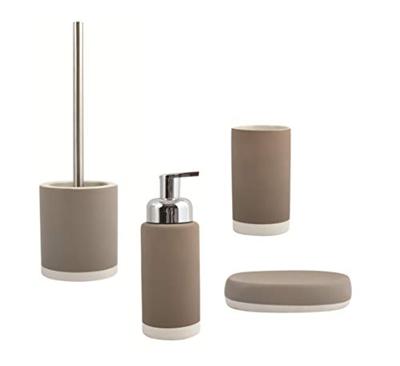 MSV Zeeppompje|dispenser Enzo - keramiek - taupe|zilver - 18 cm