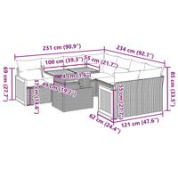 9-delige Loungeset met kussens poly rattan beige - thumbnail