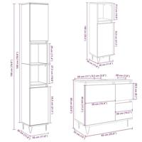 3-delige Badkamermeubelset bewerkt hout betongrijs - thumbnail