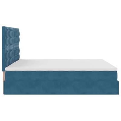 Ottoman bed met matrassen 160x200cm fluweel donkerblauw