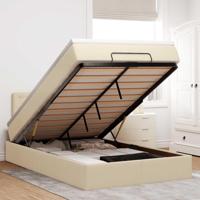 Ottoman bed met matras 120x200cm stof crèmekleurig - thumbnail