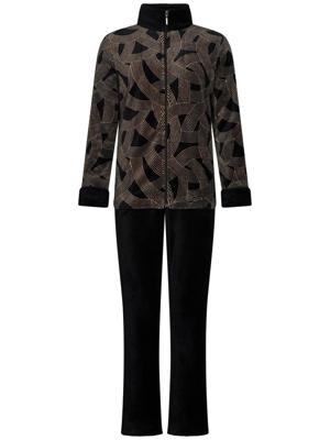 Pastunette Huispak Dames Fleece - zwart pyjama pak met rits - Warm