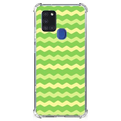 Samsung Galaxy A21s Doorzichtige Silicone Hoesje Waves Green Samsung Galaxy A21s Doorzichtige Silicone Hoesje Waves Green