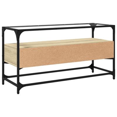 Tv-meubel met glazen blad 98x35x51 cm bewerkt hout sonoma eiken