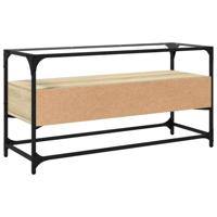 Tv-meubel met glazen blad 98x35x51 cm bewerkt hout sonoma eiken - thumbnail