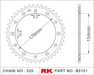RK Chain wheel 525 43z steel silver