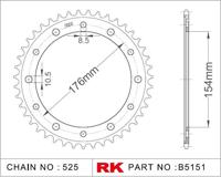 RK Chain wheel 525 43z steel silver - thumbnail