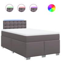 Boxspring met matras kunstleer grijs 120x190 cm - thumbnail