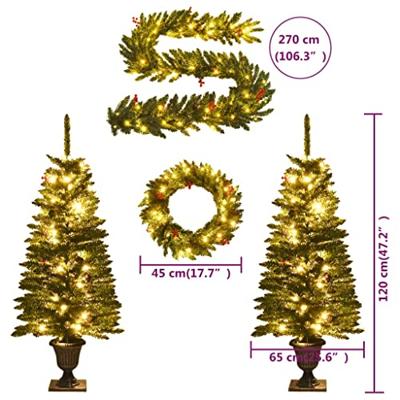VidaXL Kunstkerstbomen 2 st met krans, guirlande en led's