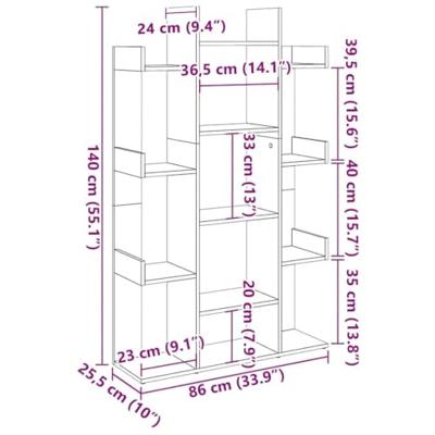Boekenkast 86x25,5x140 cm bewerkt hout sonoma eikenkleurig