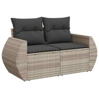 8-delige Loungeset met kussens poly rattan lichtgrijs - thumbnail