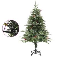 VidaXL Kerstboom met led en dennenappels 150 cm pvc en pe groen - thumbnail