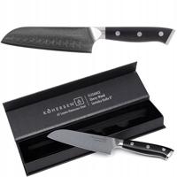 Kohersen Elegance Ebony Wood Santoku mes Damascus staal 12,7 cm - thumbnail