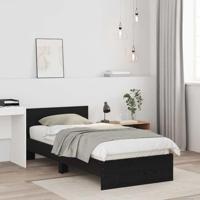 Bedframe met hoofdeinde Zwart eiken 90 x 200 cm Bewerkt hout - thumbnail