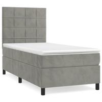 Boxspring met matras fluweel lichtgrijs 90x200 cm - thumbnail