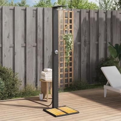 VidaXL Buitendouche 50x55x224 cm poly rattan en acaciahout zwart