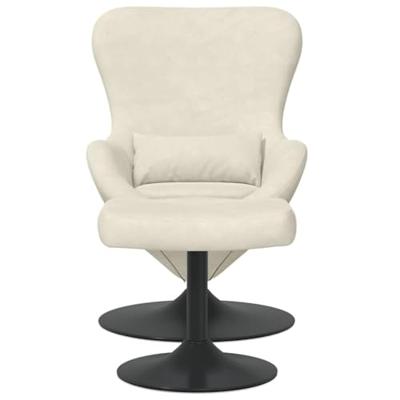 Hangstoel met voetensteun fluweel crèmekleurig