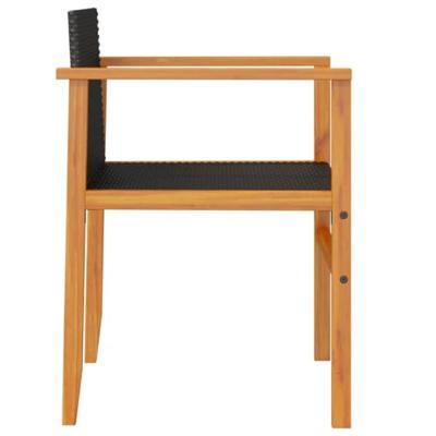 Tuinstoelen 2 st poly rattan en massief hout zwart Tuinstoelen 2 st poly rattan en massief hout zwart