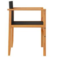 Tuinstoelen 2 st poly rattan en massief hout zwart - thumbnail