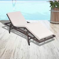 Ligbed met kussen poly rattan bruin - thumbnail