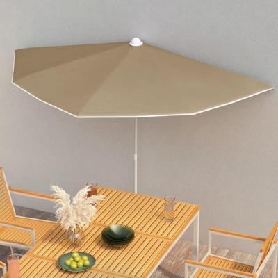 Parasol half met paal 180x90 cm taupe Parasol half met paal 180x90 cm taupe