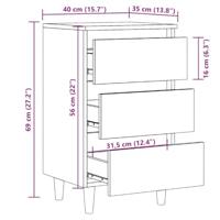Nachtkastje 40x35x69 cm bewerkt hout artisanaal eikenkleur - thumbnail