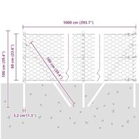 VidaXL Afrasteringspaal zilver 10 x 0,6 m (50 mm gaas) staal - thumbnail