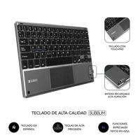 SUBBLIM FUNDA Con TECLADO KEYTAB PRO Bluetooth TOUCHPAD Zwart voor Tablet 10.1'/25.6CM BATERÍA 420MAH COMP. Windows/Android/IOS/ - thumbnail