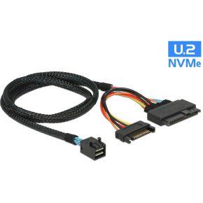 DeLOCK 0.75m, SFF-8643/U.2 SFF-8639+SATA - Serial Attached SCSI (SAS) kabels (SFF-8643/U.2 SFF-8639+SATA, SFF-8643, U.2 SFF-8639, Zwart)
