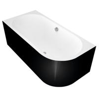 Ligbad Polysan Astra 160x75x60 cm Asymmetrisch Links Zwart Wit - thumbnail