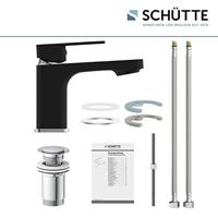 Wastafelkraan Schutte Raven Mengkraan Eéngreeps Chroom Zwart Met Click Waste - thumbnail