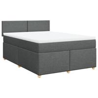 Boxspring met matras stof donkergrijs 140x200 cm - thumbnail