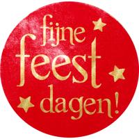 Etiket | Cadeauetiket | papier | Fijne Feestdagen | ∅45mm | rood/goud | rol à 500 stuks - thumbnail