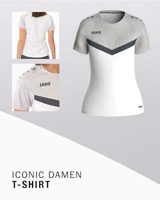 JAKO 6124D T-Shirt Iconic Dames - Wit/Zachtgrijs/Antra Light - 40