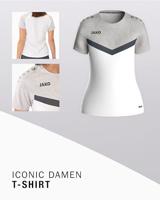 JAKO 6124D T-Shirt Iconic Dames - Wit/Zachtgrijs/Antra Light - 44 - thumbnail