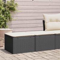 2-delige Loungeset met kussens poly rattan acacia zwart - thumbnail