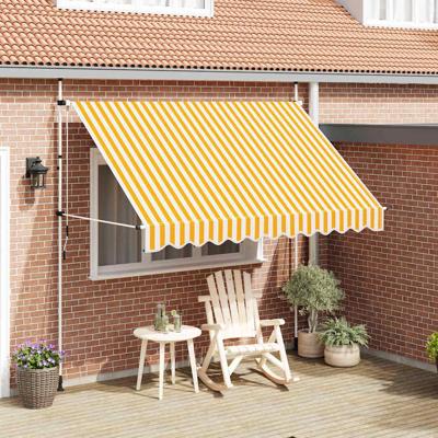 VidaXL Luifel handmatig uittrekbaar 300 cm oranje en witte strepen