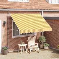 VidaXL Luifel handmatig uittrekbaar 300 cm oranje en witte strepen - thumbnail