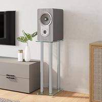 VidaXL Luidsprekerstandaards 2 st 4 pijlers gehard glas zilverkleurig - thumbnail